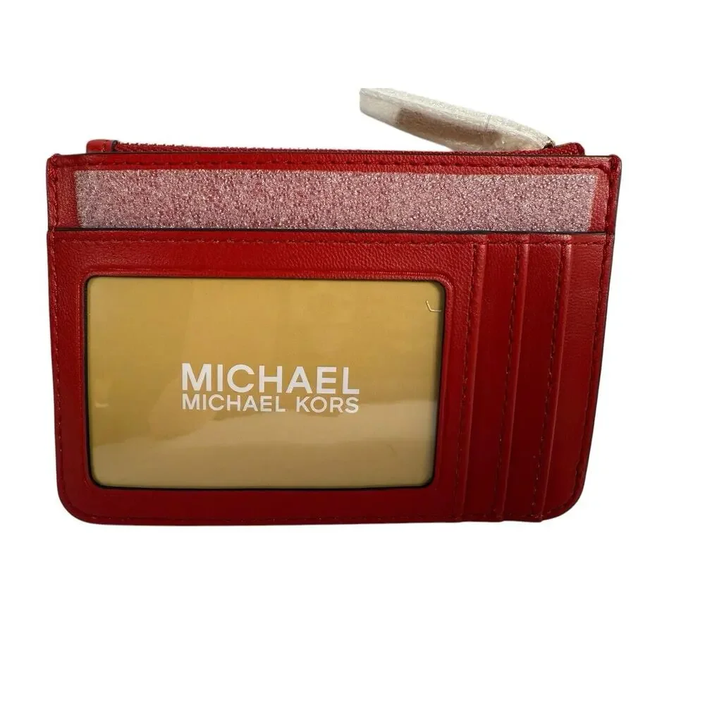 Michael Kors Jet Set Travel Small Quilted Bright Red‎ Coin Pouch NWT MSRP $228